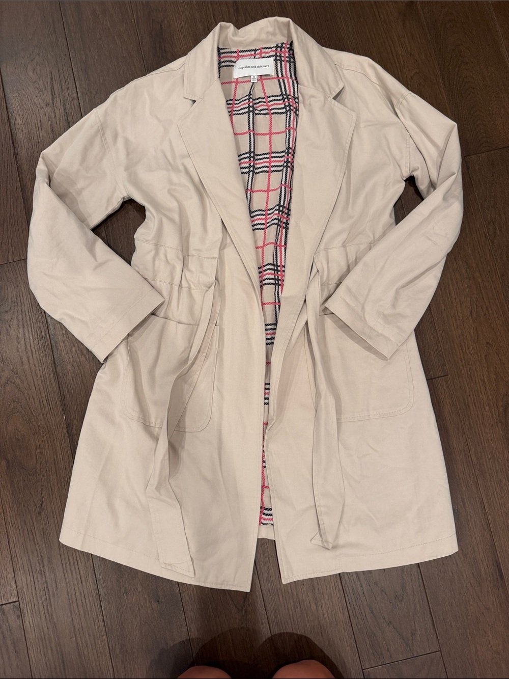 Cupcakes And Cashmere Trench Coat in Khaki/Tan Size Small - C4-097